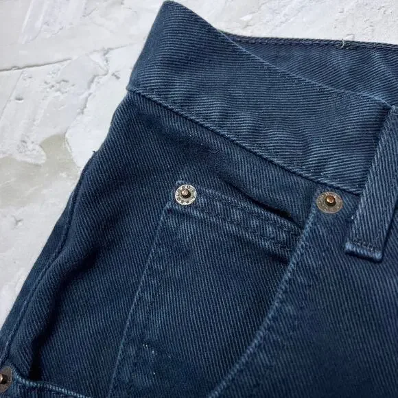 Vintage SOLO SEMORE Wide Leg Jeans SIZE 34 x 27 Indigo RAW HEM Dark Indigo Denim